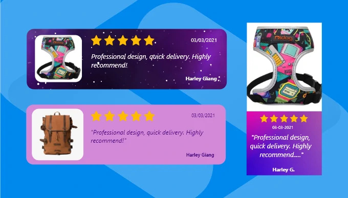 Multiple templates of review popup of LAI shopify app